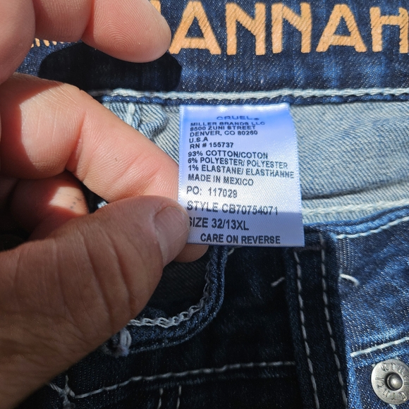 Cinch Women's Blue Boot Cut Jeans with Patterned Detail - Picture 3 of 5